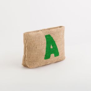 Necessaire lettera A - Zante Beauty - NECESSAIRE, Naturale/Verde, TAGLIA UNICA