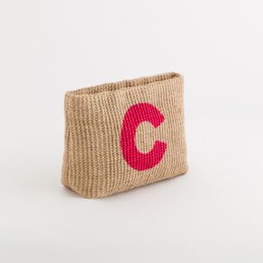 Necessaire lettera C - Zante Beauty - NECESSAIR, Naturale/Azalea, TAGLIA UNICA