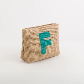 Necessaire lettera F - Zante Beauty - NECE, Naturale/Acquamarina, TAGLIA UNICA