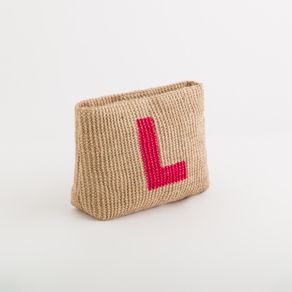 Necessaire lettera L - Zante Beauty - NECESSAIR, Naturale/Azalea, TAGLIA UNICA